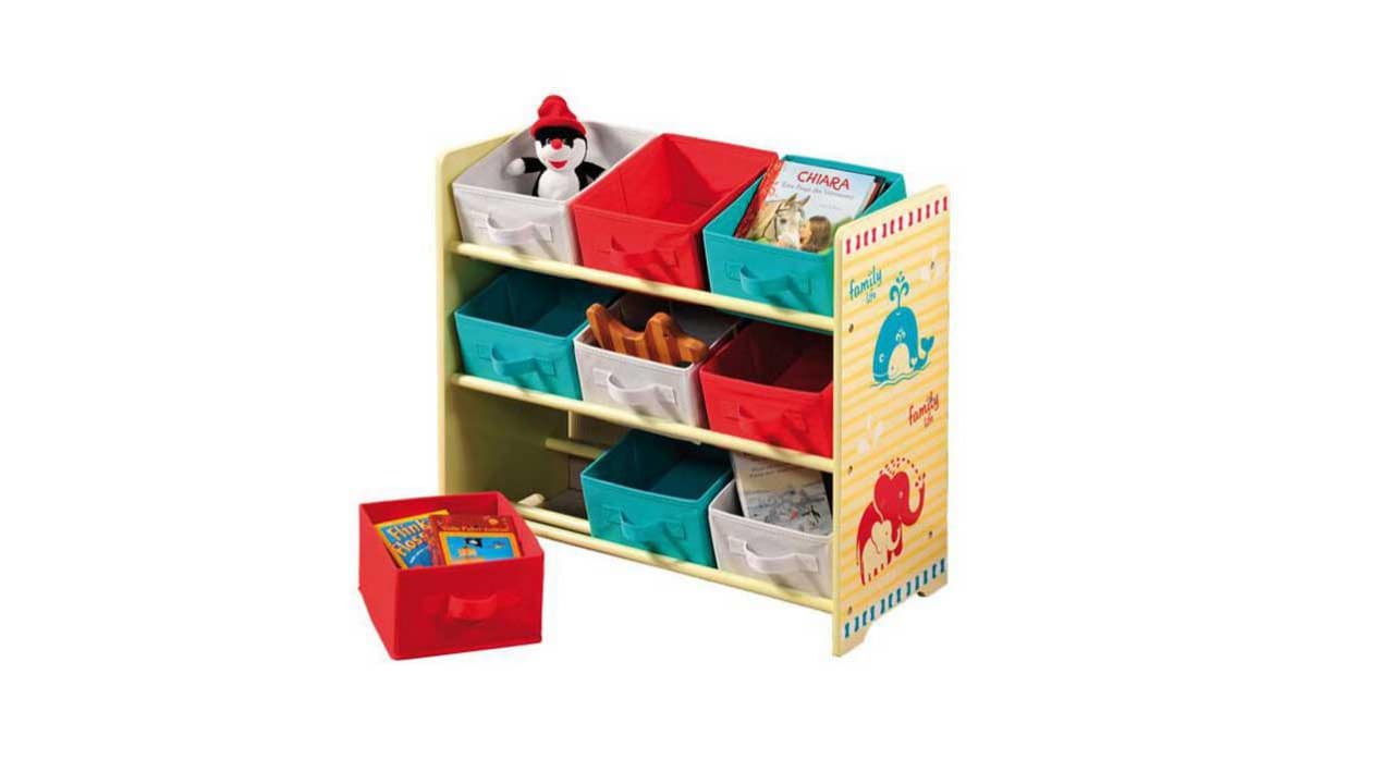 Aufbewahrungsregal - mit 9 Stoffboxen