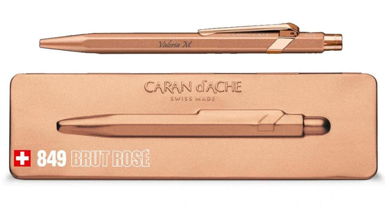 Kugelschreiber mit Gravur rosegold//schwarz mit Etui