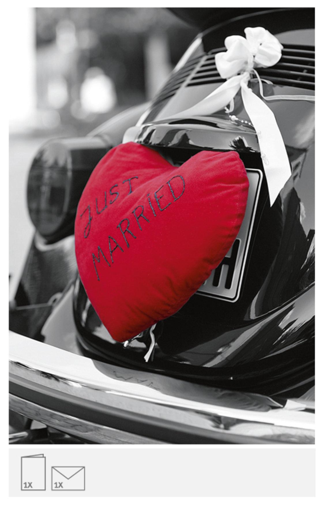 Karte zur Hochzeit Just Married, mit Auto